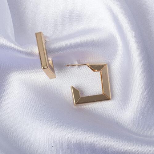 Square Earrings for Women Gold colored stainless steel