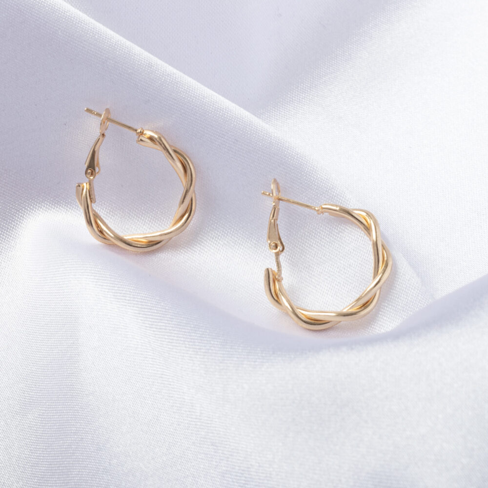 Round Hoop Earrings for Women Gold colored stainless steel