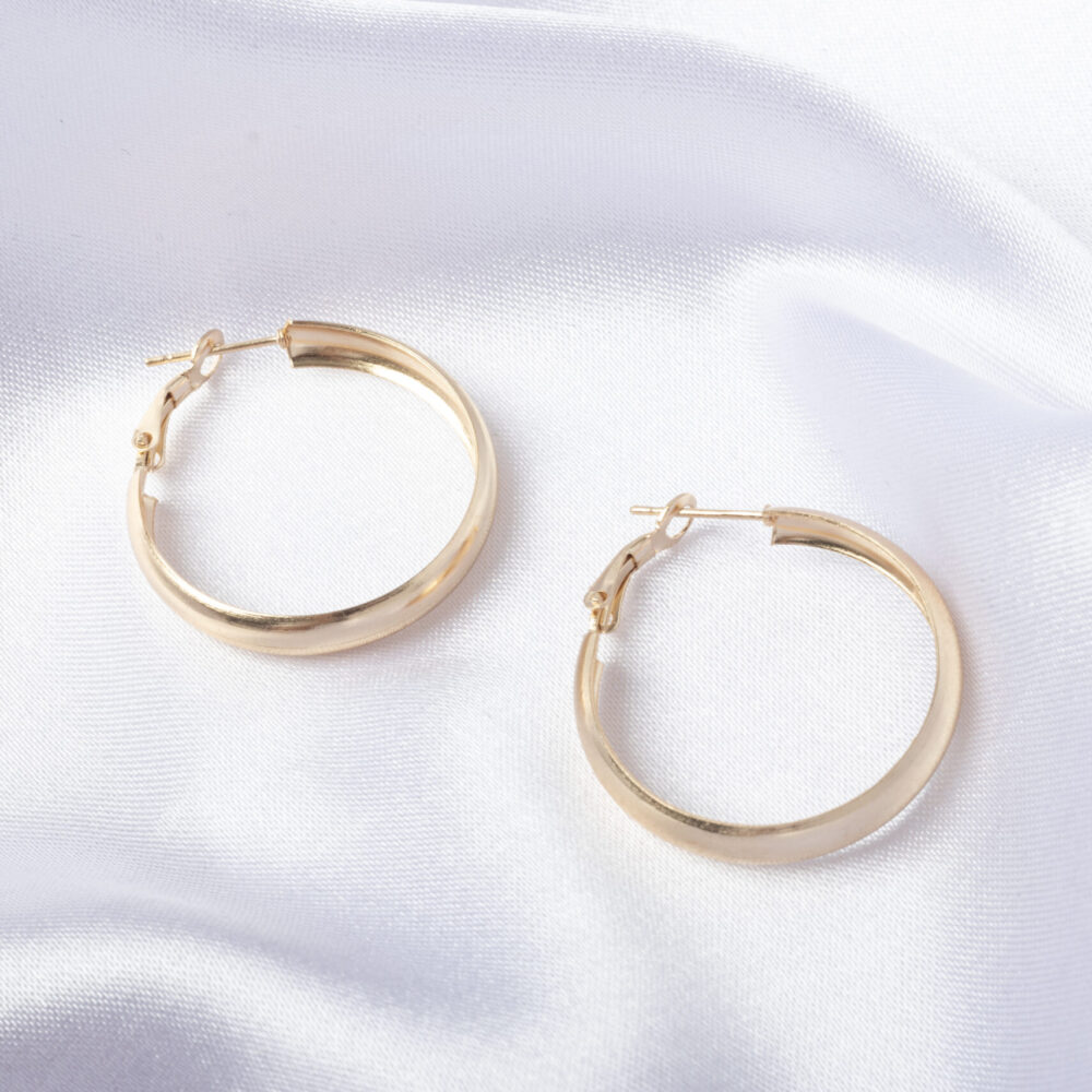 Round Hoop Earrings for Women Gold colored stainless steel