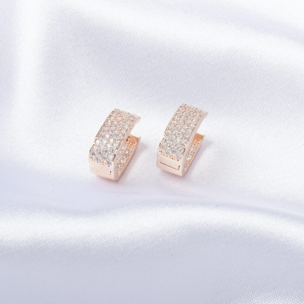 CZ Hoop Earrings for Women Golden Rose colored stainless brass