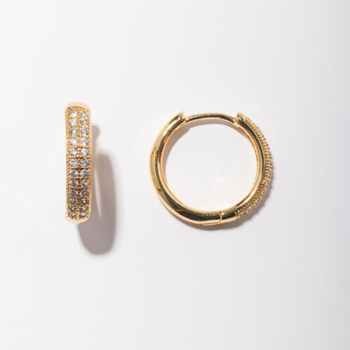 item 1 Round Hoop Earrings for Women Gold colored stainless steel zircon