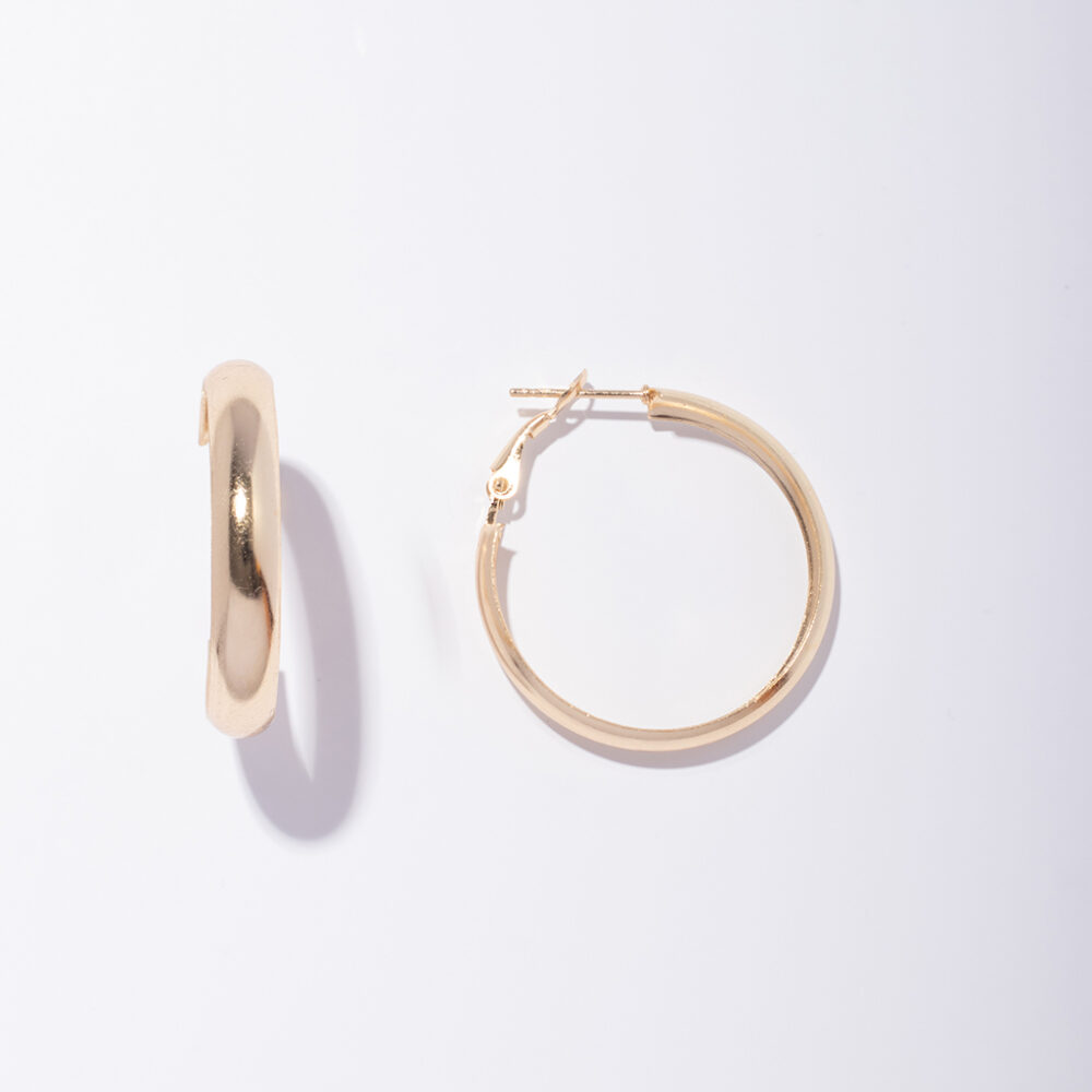 Round Hoop Earrings for Women Gold colored stainless steel
