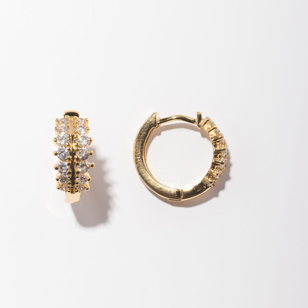 Round Hoop Earrings for Women Gold colored stainless steel zircon